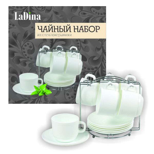 Набор чайный стеклокерамический на мет подставке 12предметов KFB250T-D12 3908/6