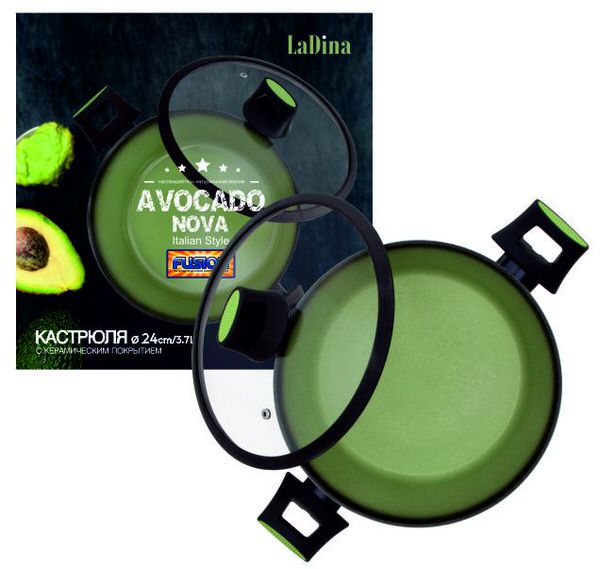 Кастрюля AVOCADO алюминиевая с антипригарным керамическим покрытием Д24см 71024/6