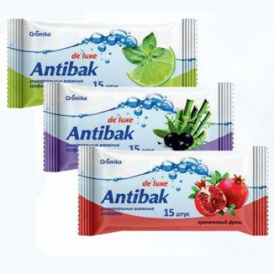 "ANTIBAK" Салфетки влажные (15) ГРАНАТОВЫЙ ФРЕШ 3803/60