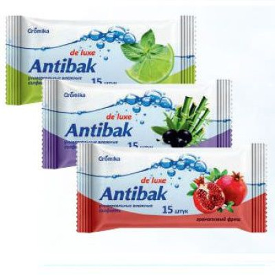 "ANTIBAK" Салфетки влажные (15) ЛАЙМ и МЯТА 3780/60