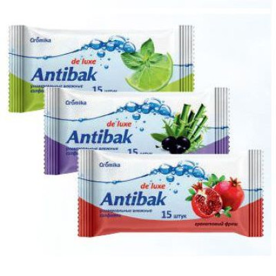 "ANTIBAK" Салфетки влажные (15) БАМБУК и ОЛИВА 3797/60