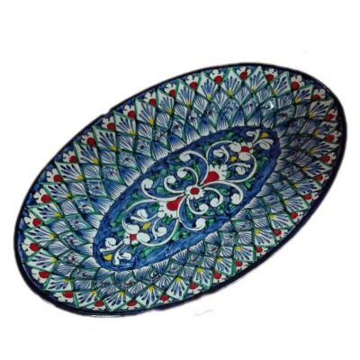Тарелка овальная большая керам,34*21 см , узор, арт 80206-21/15